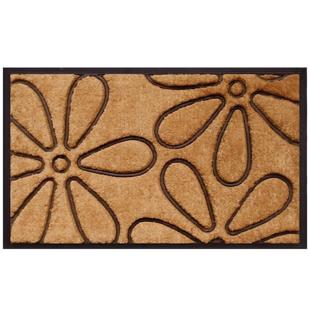 Configuracion 18 x 30 in. Flowers Rectangular Doormat Natural & Black CO3360060